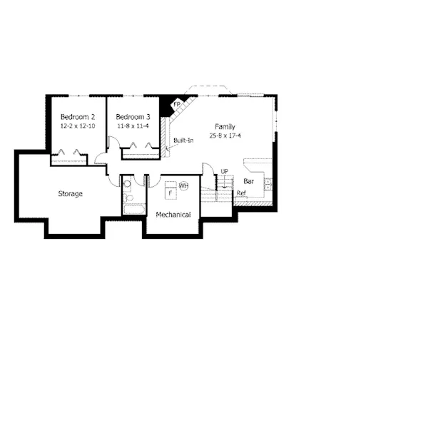 Arts & Crafts House Plan Lower Level Floor - Galahad Craftsman Home 091D-0011 - Search House Plans and More