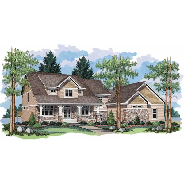 Two-Story Craftsman Style Charmer With Covered Front Porch And Stone Details