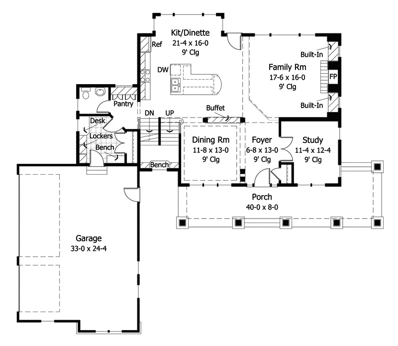 Craftsman House Plan First Floor - Richley Country Home 091D-0013 - Shop House Plans and More