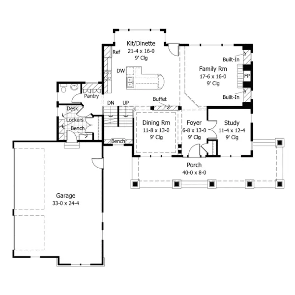 Traditional House Plan First Floor - Richley Country Home 091D-0013 - Shop House Plans and More