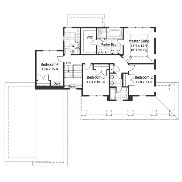 Traditional House Plan Second Floor - Richley Country Home 091D-0013 - Shop House Plans and More