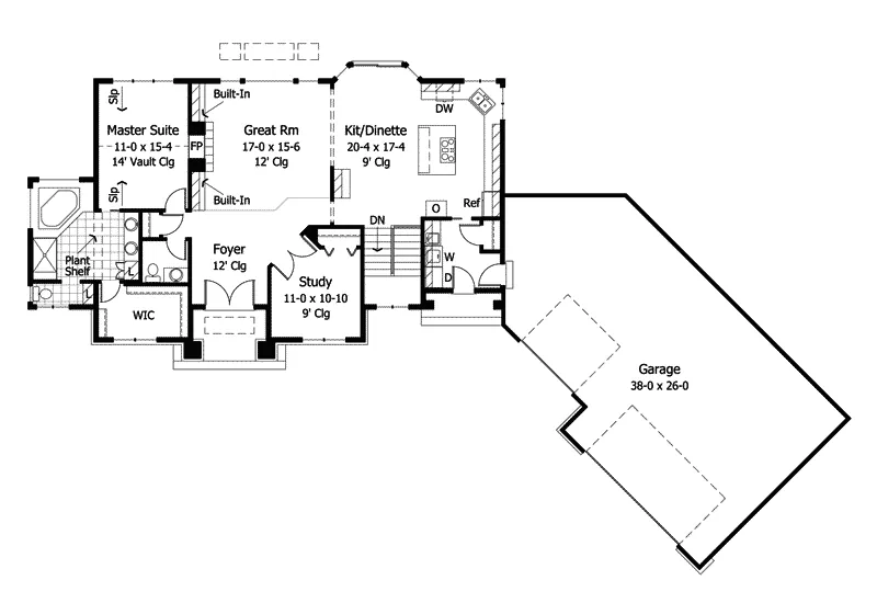Traditional House Plan First Floor - Benbow Arts And Crafts Home 091D-0014 - Search House Plans and More