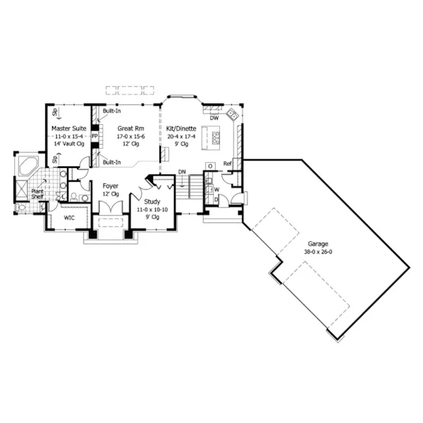 Craftsman House Plan First Floor - Benbow Arts And Crafts Home 091D-0014 - Search House Plans and More