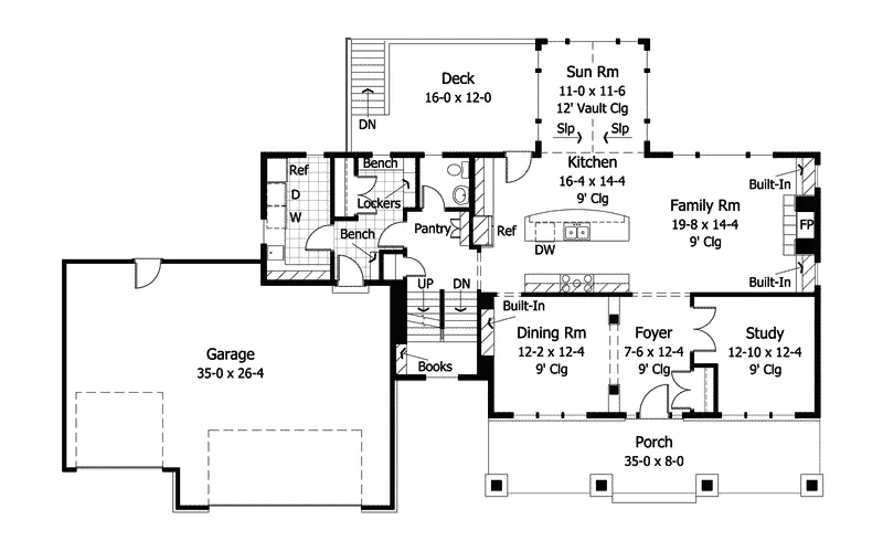 Traditional House Plan First Floor - Georgiana Place Craftsman Home 091D-0017 - Search House Plans and More