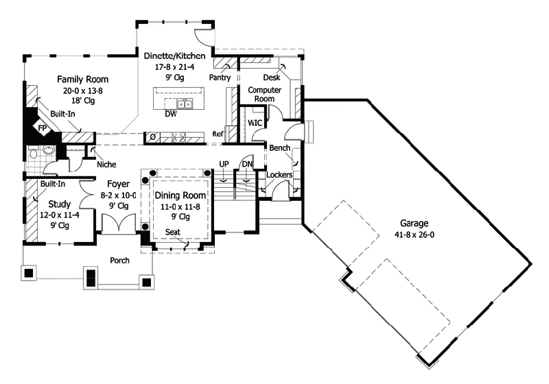 Shingle House Plan First Floor - Breitenfeld Luxury Home 091D-0018 - Search House Plans and More