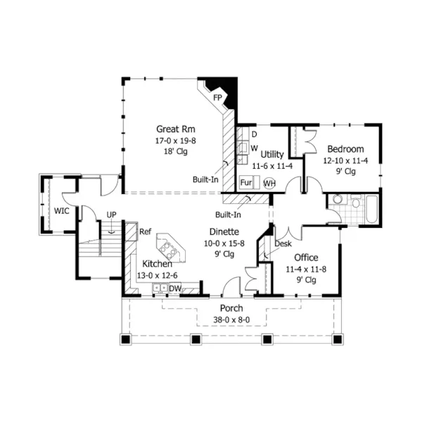 Rustic House Plan First Floor - Opal Hill Unique Craftsman Home 091D-0019 - Shop House Plans and More