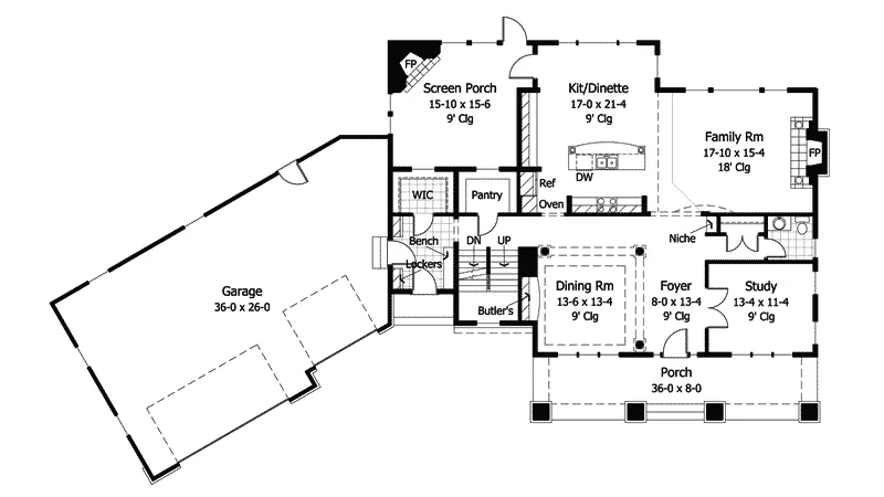 Acadian House Plan First Floor - Neema Luxury Arcadian Home 091D-0021 - Shop House Plans and More