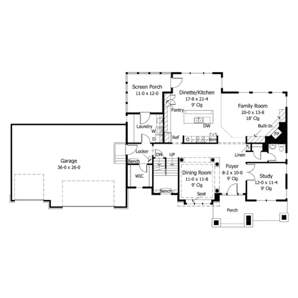 Arts & Crafts House Plan First Floor - Westwick Country Craftsman Home 091D-0022 - Shop House Plans and More