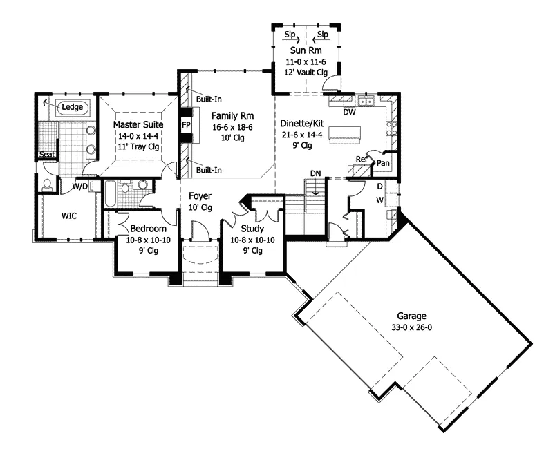Craftsman House Plan First Floor - Washburne Luxury ranch Home 091D-0024 - Shop House Plans and More