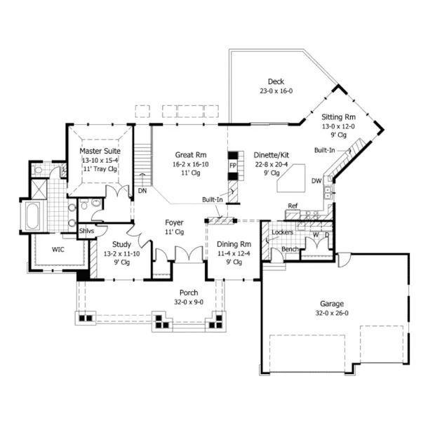 Traditional House Plan First Floor - Marceau Craftsman Home 091D-0025 - Shop House Plans and More