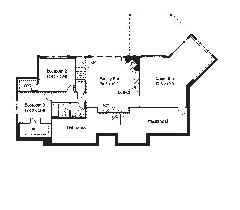 Ranch House Plan Lower Level Floor - Marceau Craftsman Home 091D-0025 - Shop House Plans and More