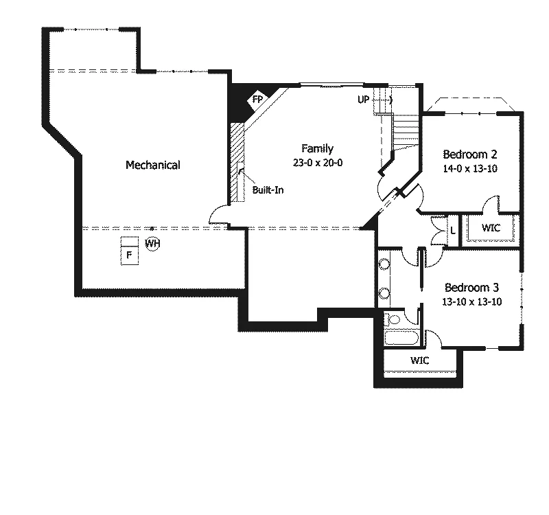 Shingle House Plan Lower Level Floor - Monett Ranch Home 091D-0026 - Shop House Plans and More