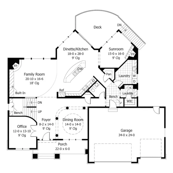 Luxury House Plan First Floor - Shady Green Craftsman Home 091D-0027 - Shop House Plans and More