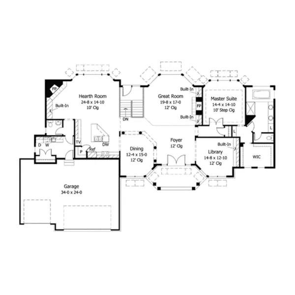 Country House Plan First Floor - Childers Hill Sunbelt Home 091D-0028 - Search House Plans and More