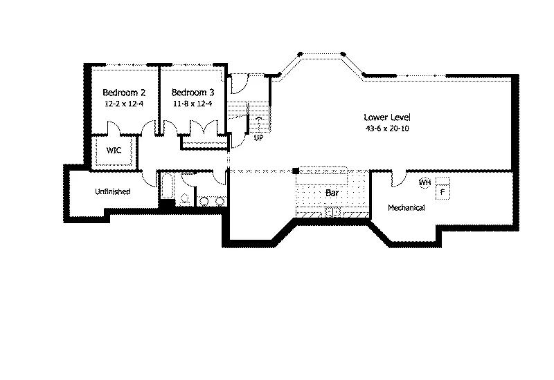 Ranch House Plan Lower Level Floor - Childers Hill Sunbelt Home 091D-0028 - Search House Plans and More