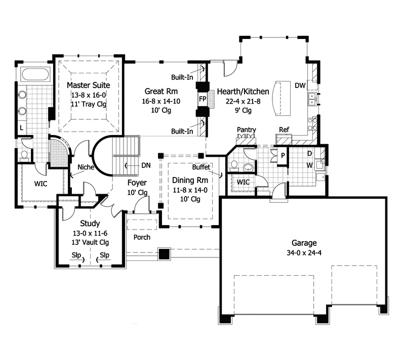 Ranch House Plan First Floor - Adonis Traditional Home 091D-0029 - Search House Plans and More