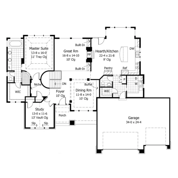 Country House Plan First Floor - Adonis Traditional Home 091D-0029 - Search House Plans and More