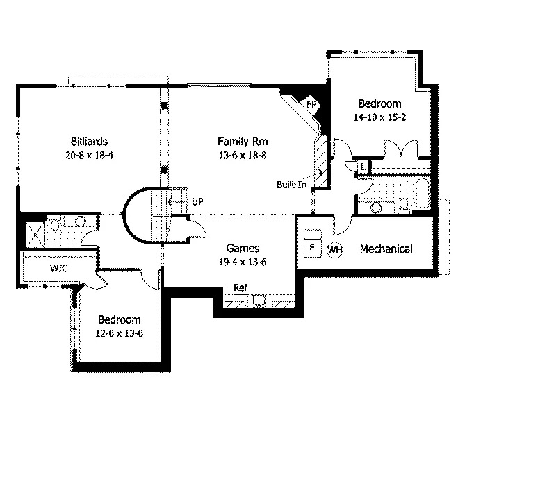 Ranch House Plan Lower Level Floor - Adonis Traditional Home 091D-0029 - Search House Plans and More