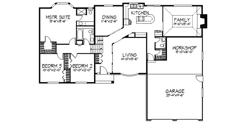 Traditional House Plan First Floor - Rusett Meadow Tudor Style Home 091D-0050 - Shop House Plans and More