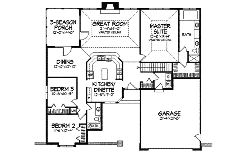 Traditional House Plan First Floor - Hillchester Traditional Home 091D-0051 - Search House Plans and More