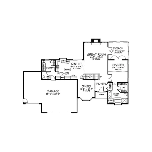 Country House Plan First Floor - Averil European Ranch Home 091D-0054 - Search House Plans and More