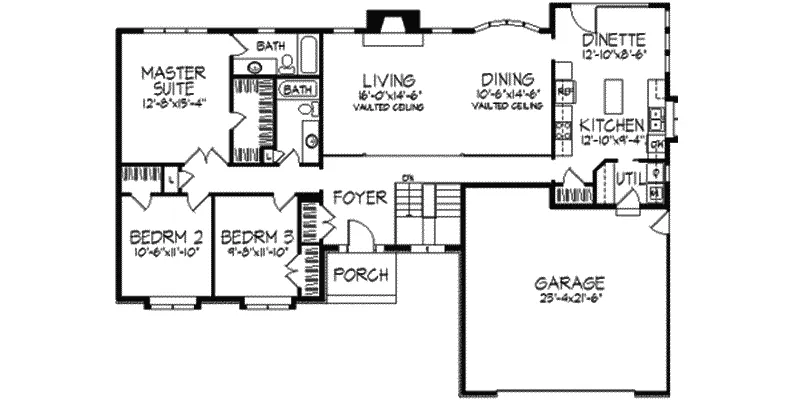 Ranch House Plan First Floor - Malinda Contemporary Home 091D-0057 - Shop House Plans and More