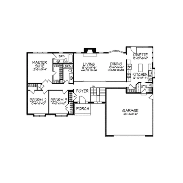 Ranch House Plan First Floor - Malinda Contemporary Home 091D-0057 - Shop House Plans and More