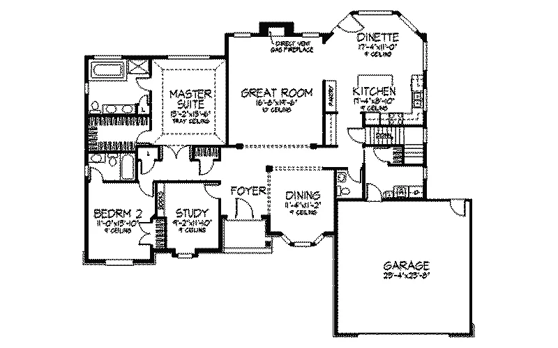 Tudor House Plan First Floor - Gooseberry Hollow Ranch Home 091D-0068 - Search House Plans and More