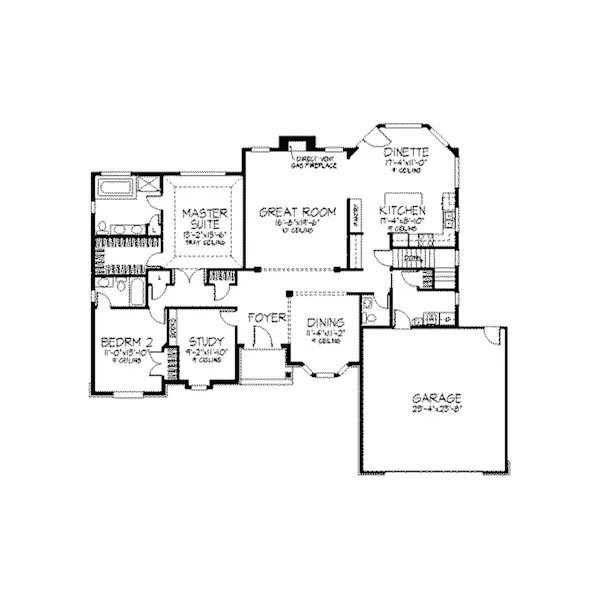 Ranch House Plan First Floor - Gooseberry Hollow Ranch Home 091D-0068 - Search House Plans and More