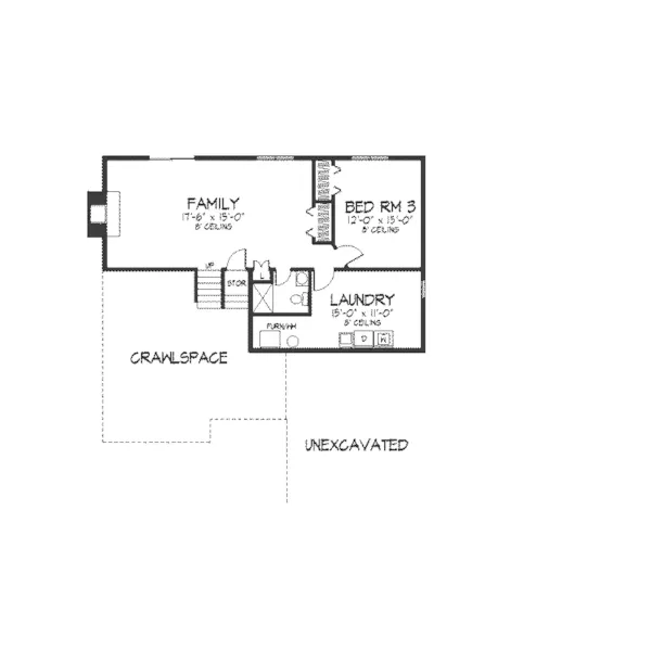 Traditional House Plan Lower Level Floor - Dovehaven Ranch Home 091D-0072 - Search House Plans and More