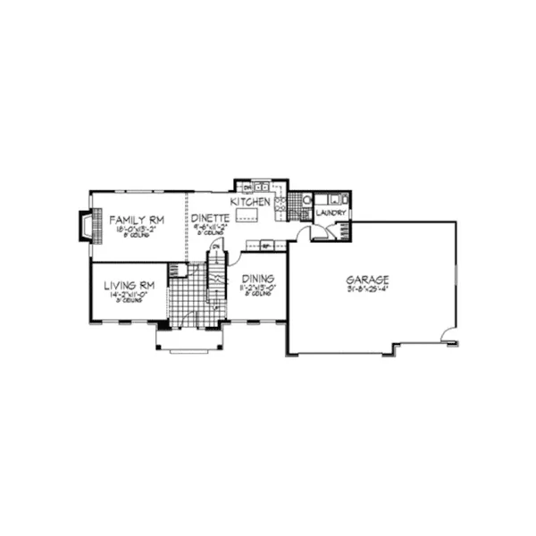 Georgian House Plan First Floor - Whitehorst Colonial Home 091D-0100 - Shop House Plans and More