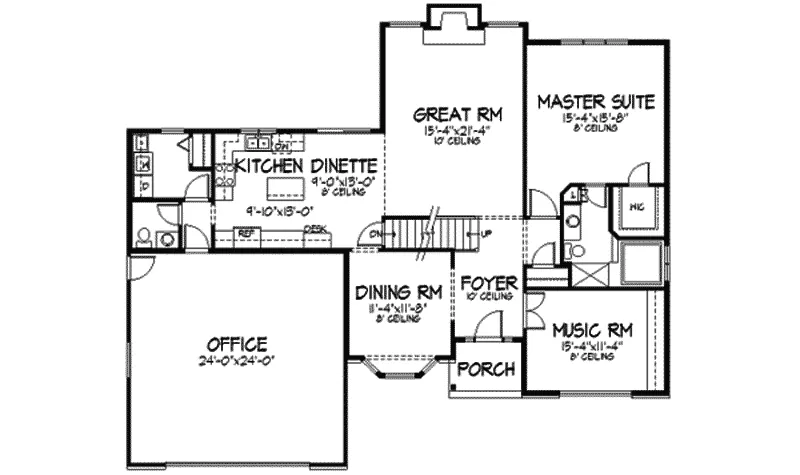Country House Plan First Floor - Fiore Park Country Home 091D-0101 - Search House Plans and More