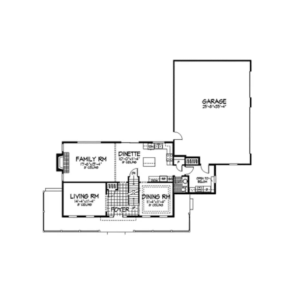 Colonial House Plan First Floor - Carillon Bay Farmhouse 091D-0105 - Search House Plans and More