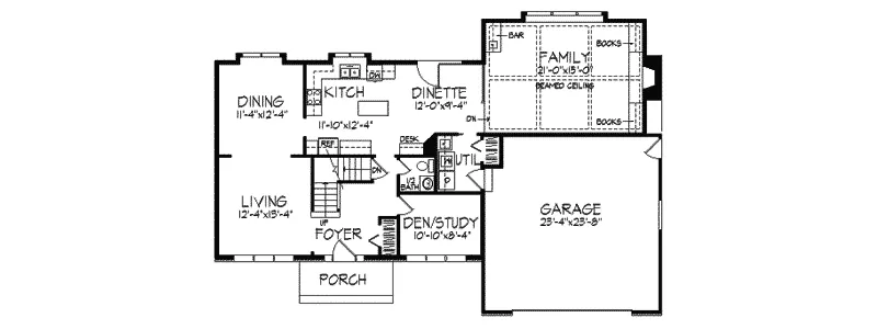 Tudor House Plan First Floor - Massey Tudor Home 091D-0167 - Shop House Plans and More