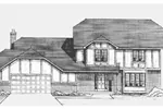 Two-Story Tudor Style House With Hip Roof