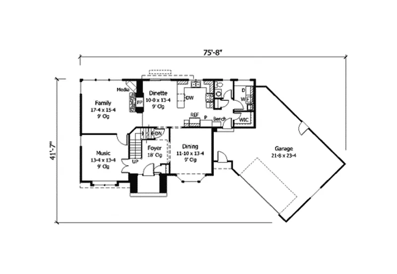Tudor House Plan First Floor - Bexbach Tudor Home 091D-0175 - Search House Plans and More
