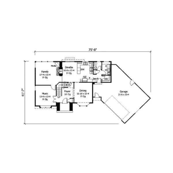 Tudor House Plan First Floor - Bexbach Tudor Home 091D-0175 - Search House Plans and More