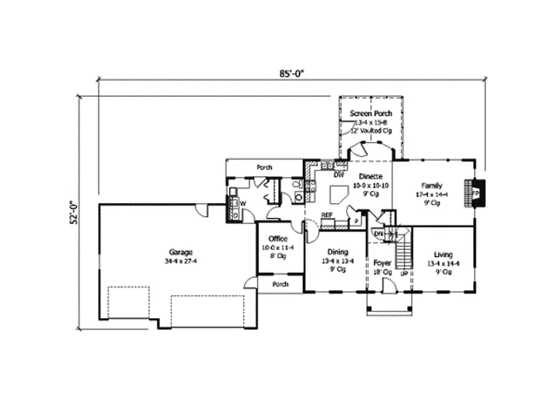 Colonial House Plan First Floor - Kieran Georgian Two-Story Home 091D-0177 - Search House Plans and More