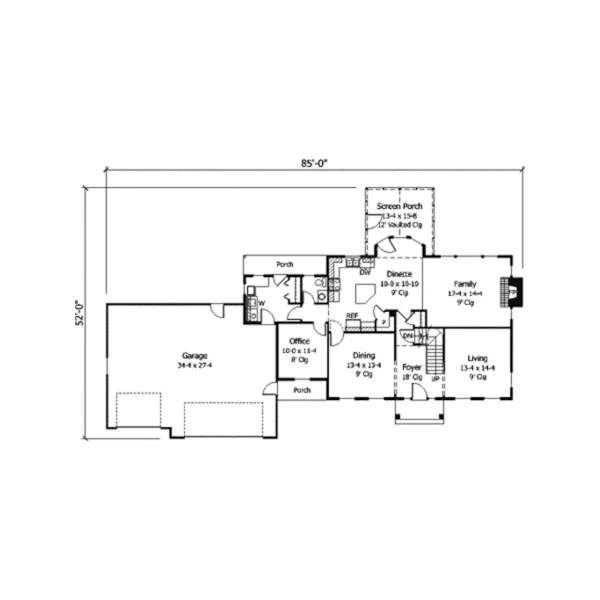 Traditional House Plan First Floor - Kieran Georgian Two-Story Home 091D-0177 - Search House Plans and More