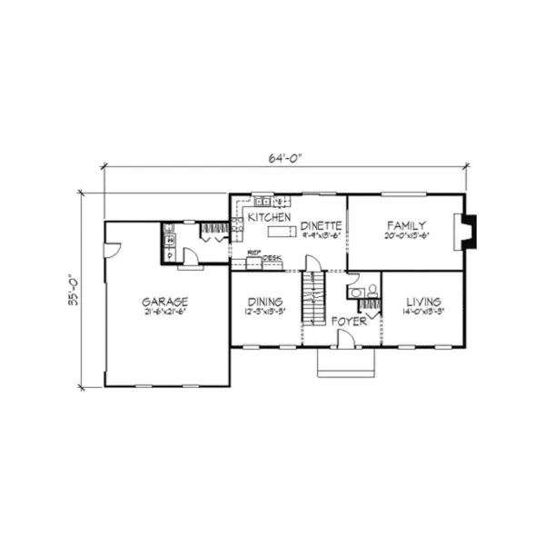 Early American House Plan First Floor - Adair Early American Home 091D-0183 - Search House Plans and More