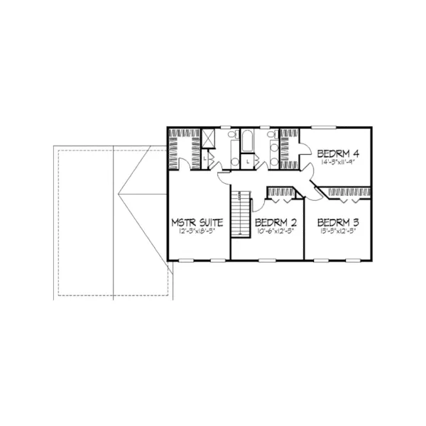 Early American House Plan Second Floor - Adair Early American Home 091D-0183 - Search House Plans and More