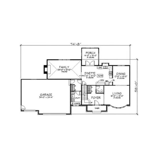 Traditional House Plan First Floor - Flannery Tudor Style Home 091D-0184 - Search House Plans and More