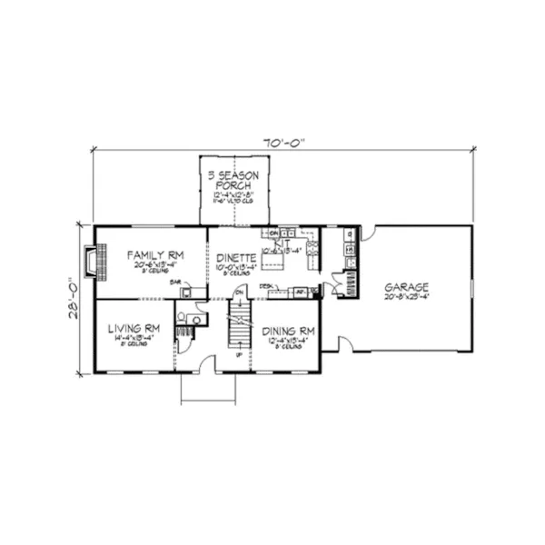 Georgian House Plan First Floor - Blaine Hollow Colonial Home 091D-0202 - Search House Plans and More