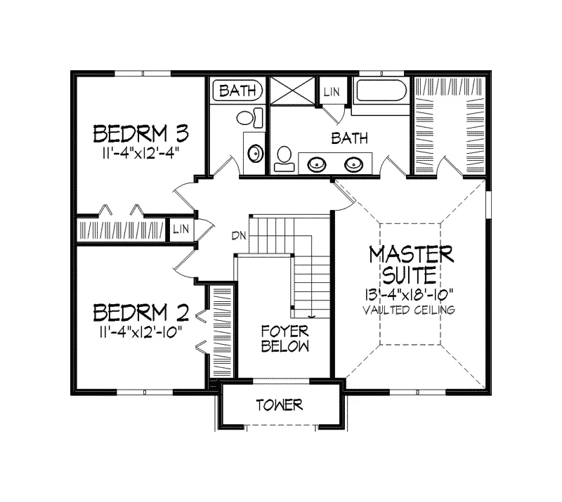 Colonial House Plan Second Floor - Bensheim Tudor Style Home 091D-0205 - Search House Plans and More