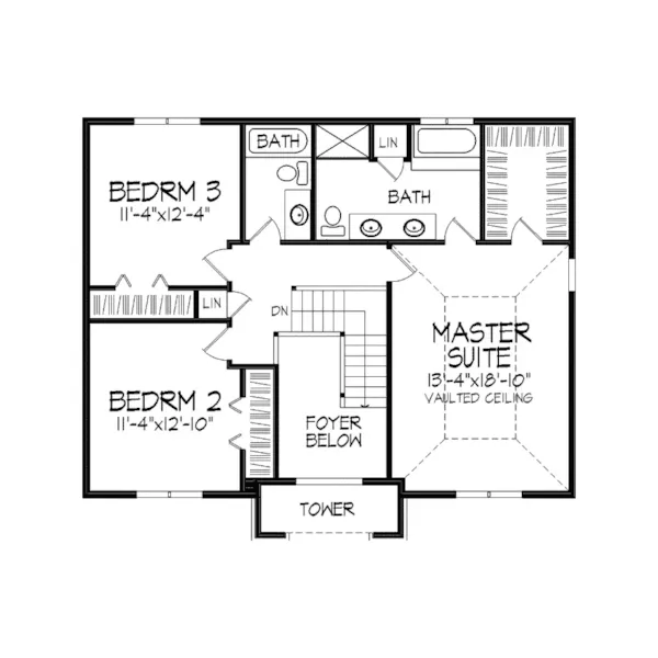 Tudor House Plan Second Floor - Bensheim Tudor Style Home 091D-0205 - Search House Plans and More