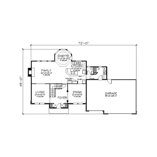 Traditional House Plan First Floor - Ethelbert Georgian Home 091D-0210 - Search House Plans and More