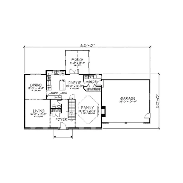 Colonial House Plan First Floor - Kanefield Colonial Home 091D-0212 - Search House Plans and More