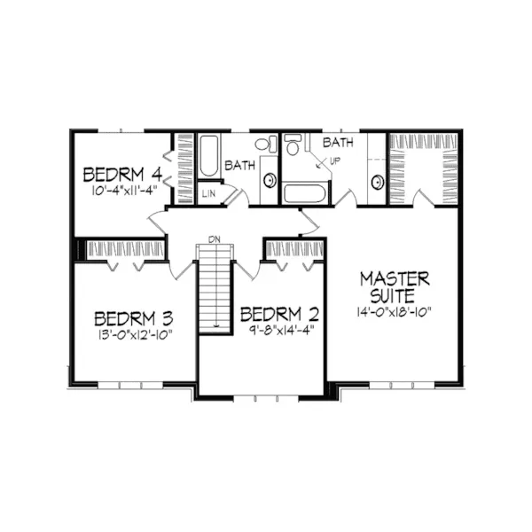 Colonial House Plan Second Floor - Sutton Place Colonial Home 091D-0215 - Shop House Plans and More