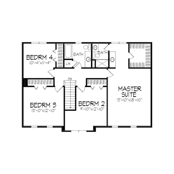 Tudor House Plan Second Floor - Athena Way Tudor Style Home 091D-0218 - Search House Plans and More