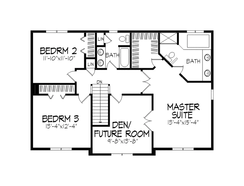 Tudor House Plan Second Floor - Jennifer Glen Tudor Home 091D-0222 - Search House Plans and More